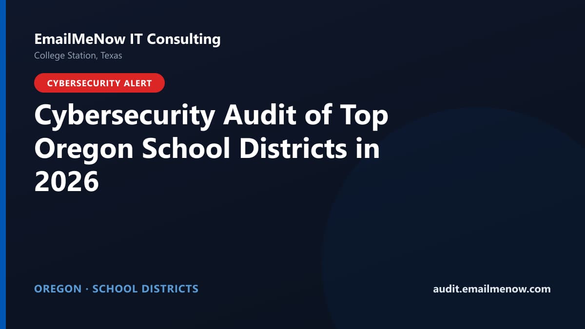 Digital audit dashboard with a Oregon state map showing cybersecurity scores of major Oregon school districts