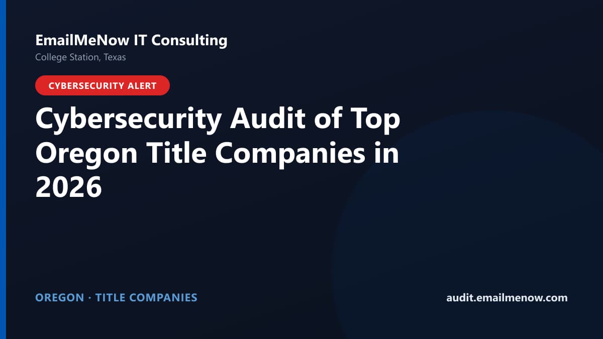 Digital audit dashboard with a Oregon state map showing cybersecurity scores of major Oregon title companies