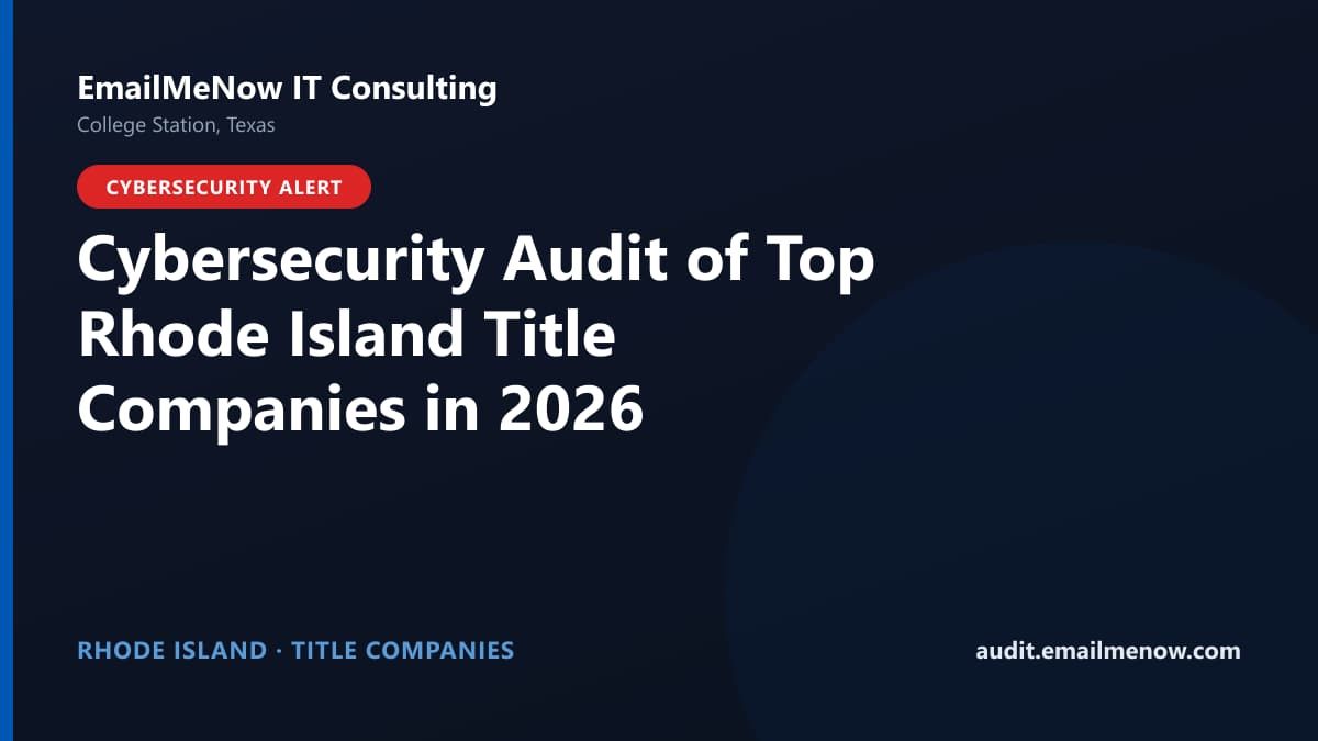 Digital audit dashboard with a Rhode Island state map showing cybersecurity scores of major Rhode Island title companies