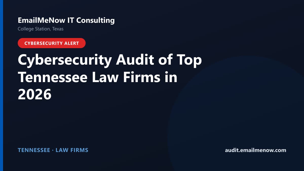 Digital audit dashboard with a Tennessee state map showing cybersecurity scores of major Tennessee law firms