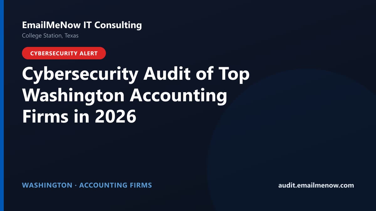 Digital audit dashboard with a Washington state map showing cybersecurity scores of major Washington accounting firms