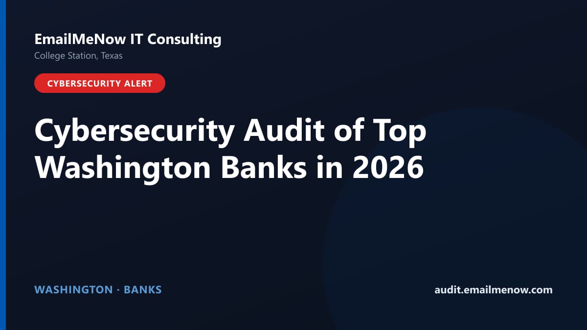 Digital audit dashboard with a Washington state map showing cybersecurity scores of major Washington banks