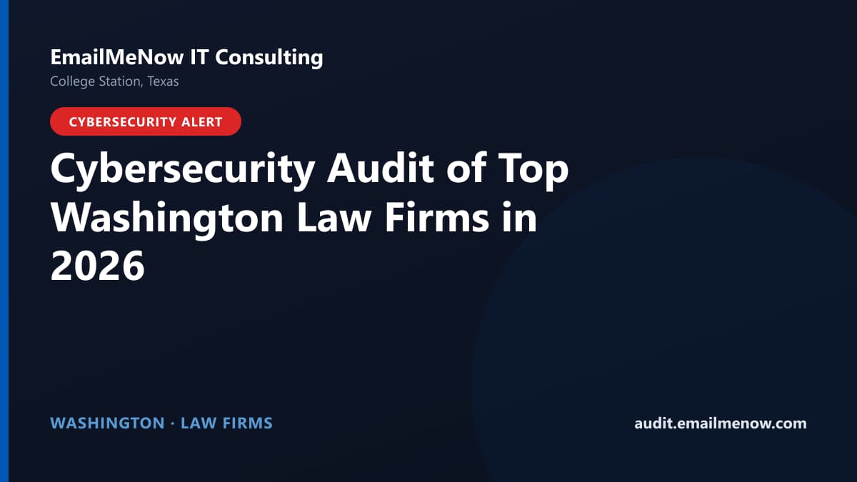 Digital audit dashboard with a Washington state map showing cybersecurity scores of major Washington law firms
