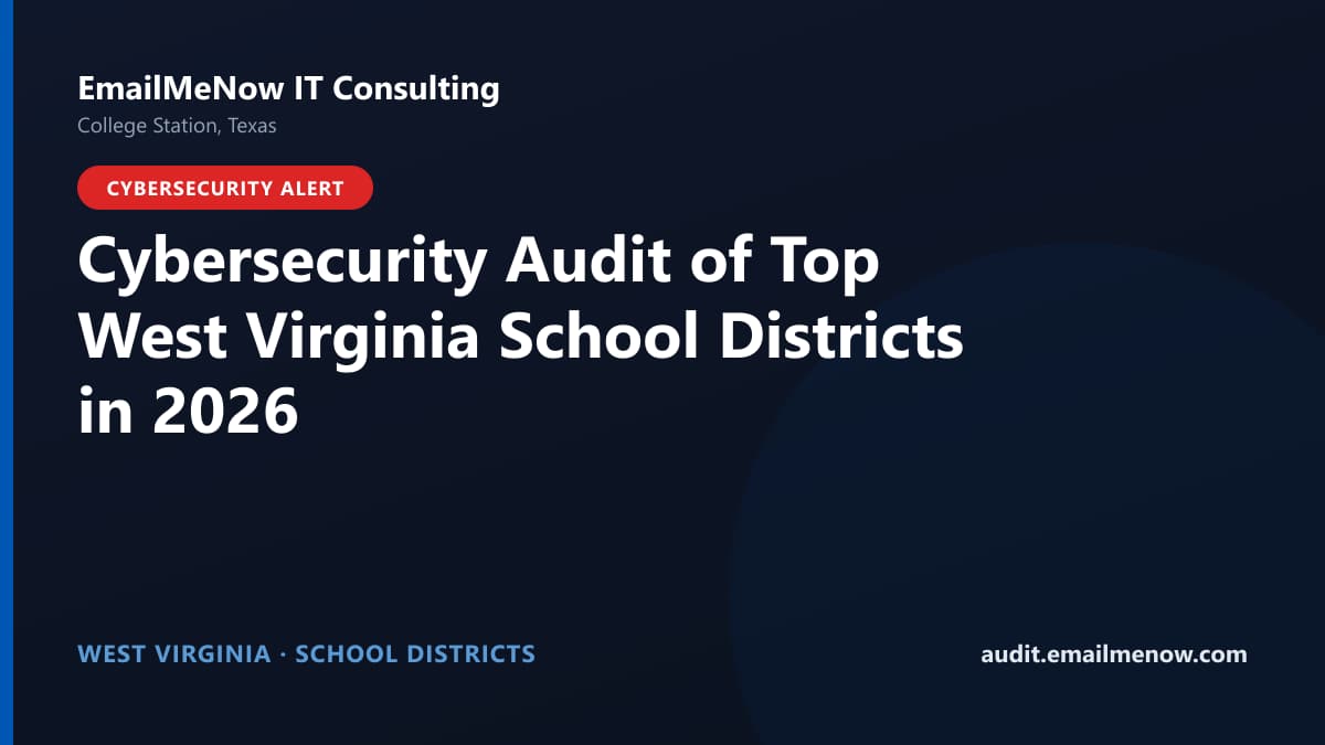 Digital audit dashboard with a West Virginia state map showing cybersecurity scores of major West Virginia school districts