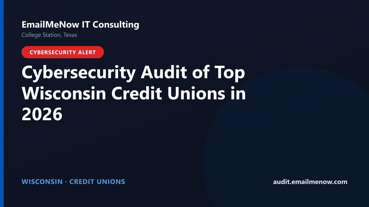 Digital audit dashboard with a Wisconsin state map showing cybersecurity scores of major Wisconsin credit unions